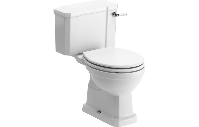 Rochester Close Coupled WC & Satin White Wood Effect Seat w/Br.Brass Finishes - KPSB108452