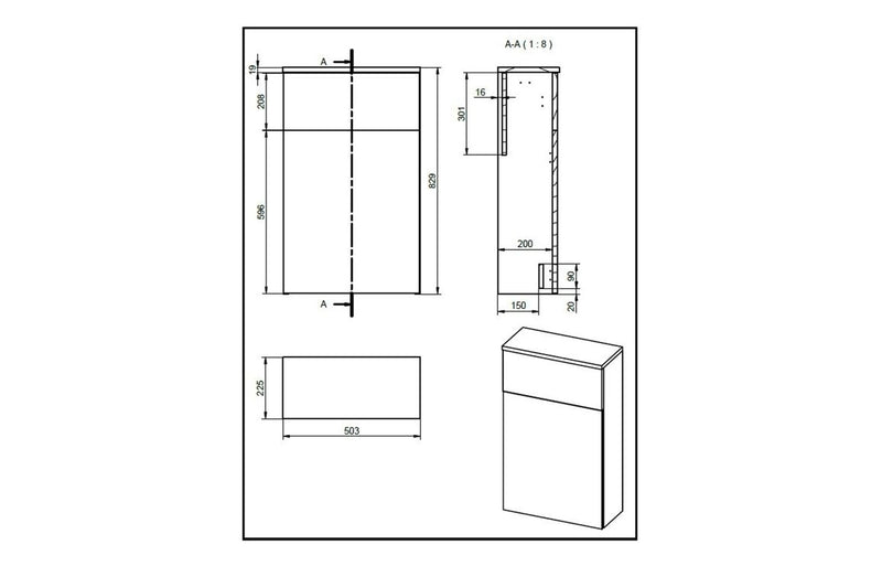 Iris 500mm WC Unit - Matt Black & Glass - KPSB108462