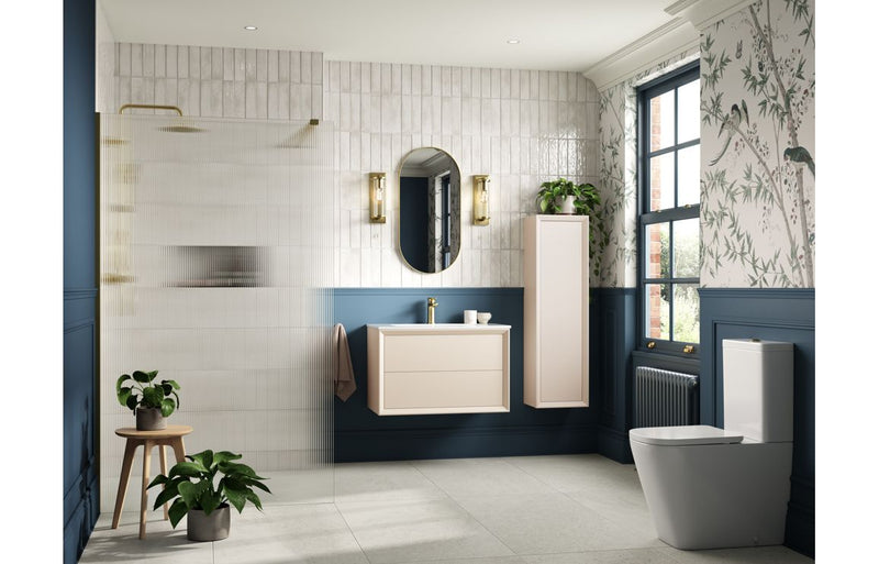 Pansy 815mm Wall Hung 2 Drawer Basin Unit & 1TH Thin Edge Basin - Matt Cotton - KPSB108466