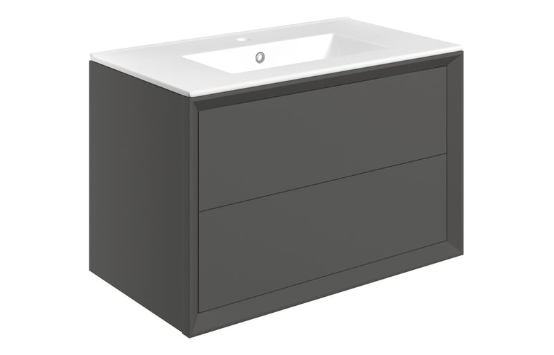 Pansy 815mm Wall Hung 2 Drawer Basin Unit & 1TH Thin Edge Basin - Matt Clay - KPSB108467