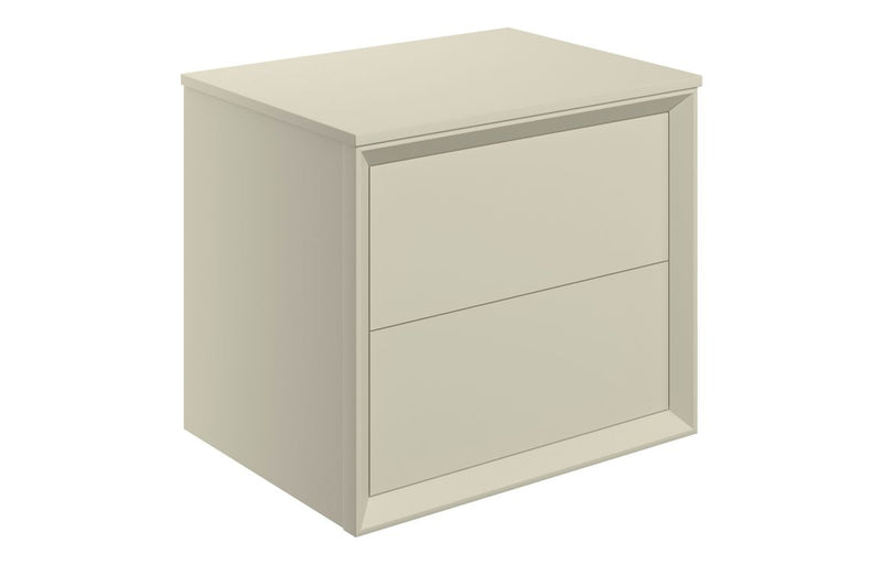 Pansy 600mm Wall Hung 2 Drawer Basin Unit & Top - Matt Cotton - KPSB108469