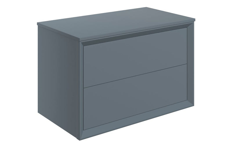 Pansy 800mm Wall Hung 2 Drawer Basin Unit & Top - Matt Storm Blue - KPSB108474