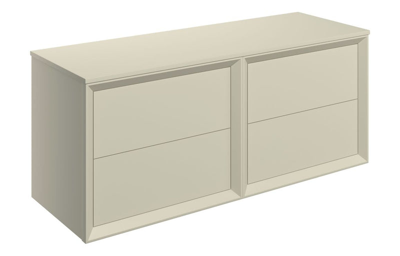 Pansy 1200mm Wall Hung 4 Drawer Basin Unit Run & Top - Matt Cotton - KPSB108475