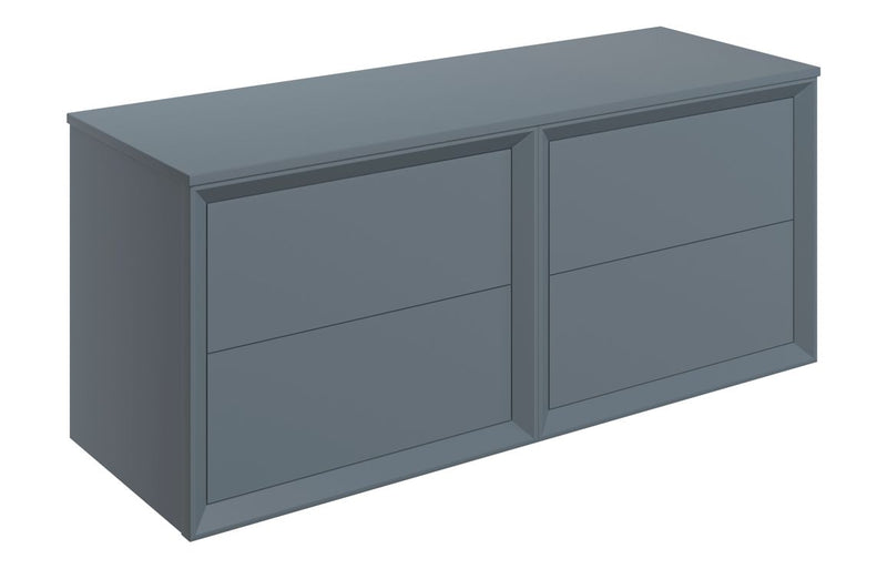 Pansy 1200mm Wall Hung 4 Drawer Basin Unit Run & Top - Matt Storm Blue - KPSB108477