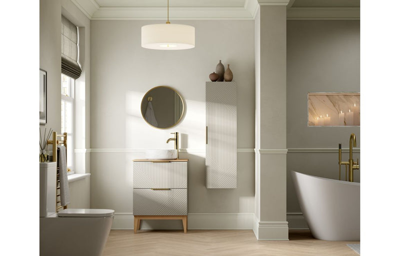 Bloom 615mm Floor Standing 2 Drawer Basin Unit & Basin - Matt Oat - KPSB108497