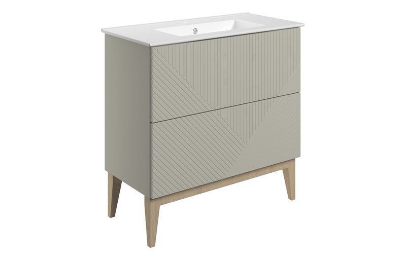 Bloom 815mm Floor Standing 2 Drawer Basin Unit & Basin - Matt Oat - KPSB108500