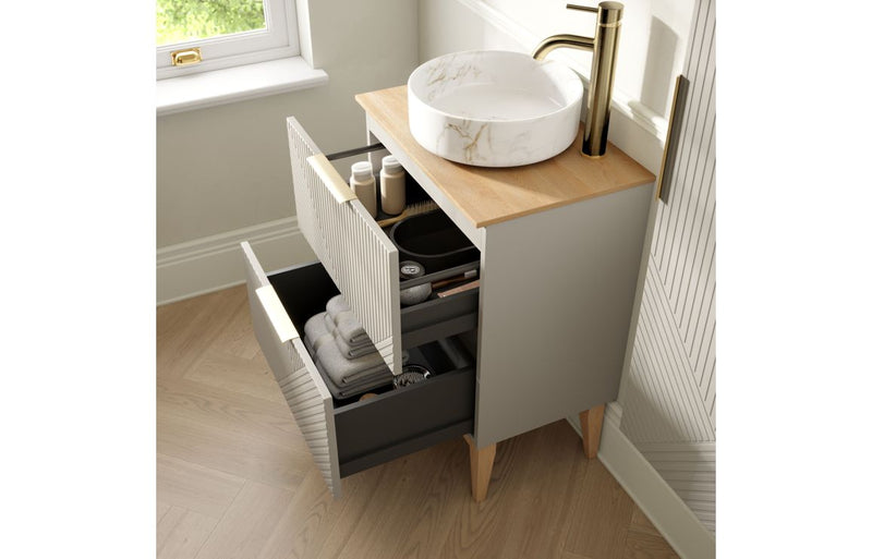 Bloom 815mm Floor Standing 2 Drawer Basin Unit & Basin - Matt Oat - KPSB108500