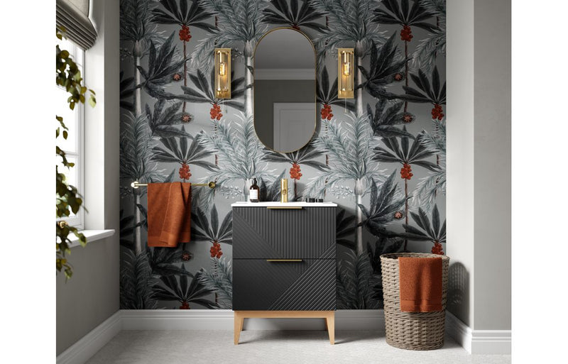 Bloom 815mm Floor Standing 2 Drawer Basin Unit & Basin - Matt Graphite Grey - KPSB108501