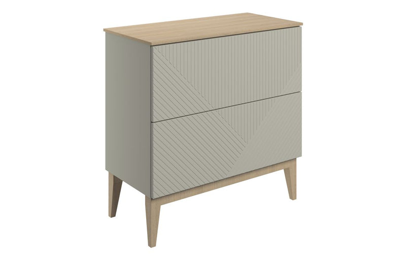 Bloom 810mm Floor Standing 2 Drawer Basin Unit & Maple Oak Effect Worktop - Matt Oat - KPSB108506