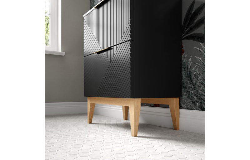 Bloom 810mm Floor Standing 2 Drawer Basin Unit & Maple Oak Effect Worktop - Matt Graphite Grey - KPSB108507