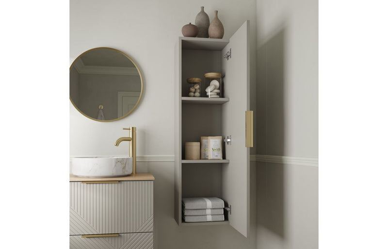 Bloom 350mm Wall Hung 1 Door Tall Unit - Matt Oat - KPSB108509