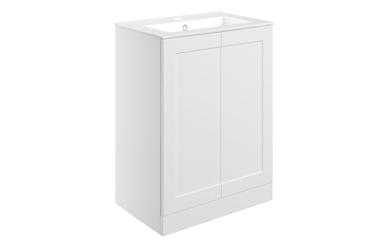 Ivy 615mm Floor Standing 2 Door Basin Unit & Basin - Matt White - KPSB108514
