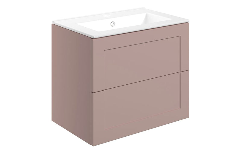Ivy 615mm Wall Hung 2 Drawer Basin Unit & Basin - Matt Peony - KPSB108516