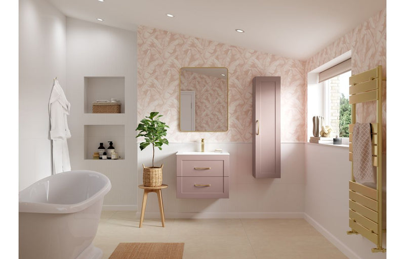 Ivy 615mm Wall Hung 2 Drawer Basin Unit & Basin - Matt Peony - KPSB108516