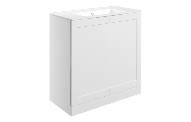 Ivy 815mm Floor Standing 2 Door Basin Unit & Basin - Matt White - KPSB108520