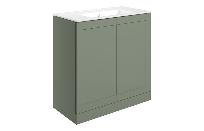 Ivy 815mm Floor Standing 2 Door Basin Unit & Basin - Matt Reed Green - KPSB108521