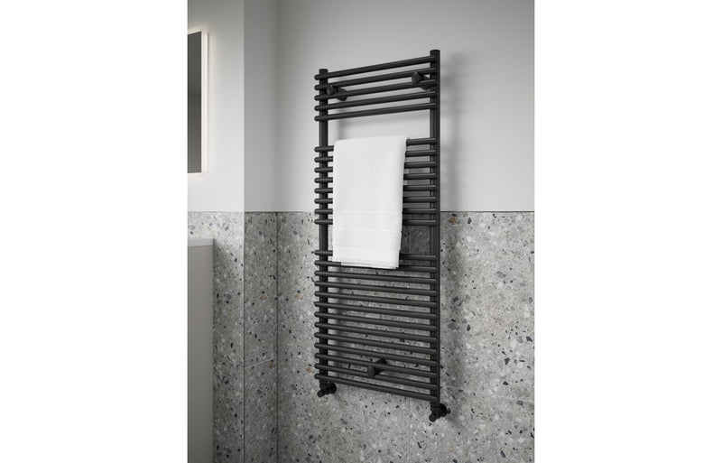 Knightsbridge Round Ladder Radiator (500x1190mm) - Black - KPSB108543