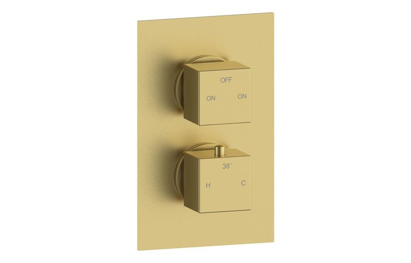 Mineral Thermostatic Two Outlet Twin Shower Valve - Brushed Brass - KPSB108592