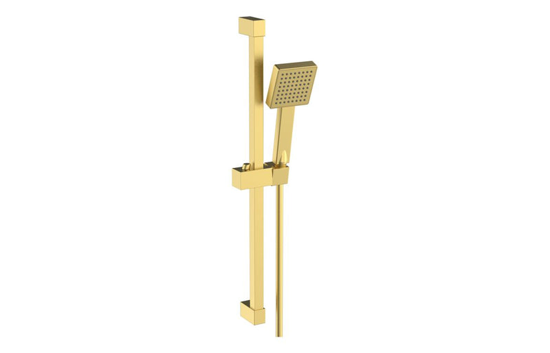 Square Slider Rail Kit & Single Mode Handset - Brushed Brass - KPSB108594