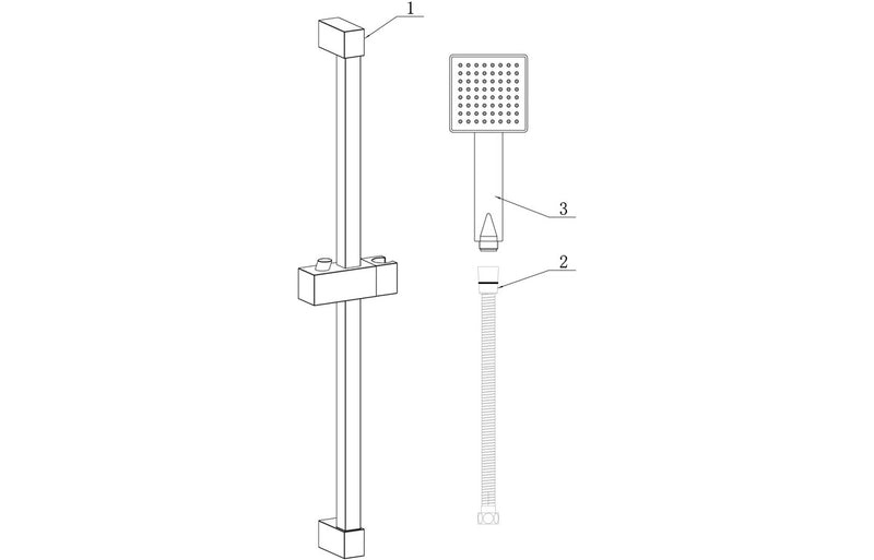 Square Slider Rail Kit & Single Mode Handset - Brushed Brass - KPSB108594