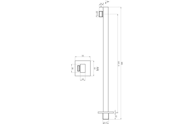 Mineral 350mm Square Shower Arm - Matt Black - KPSB108597