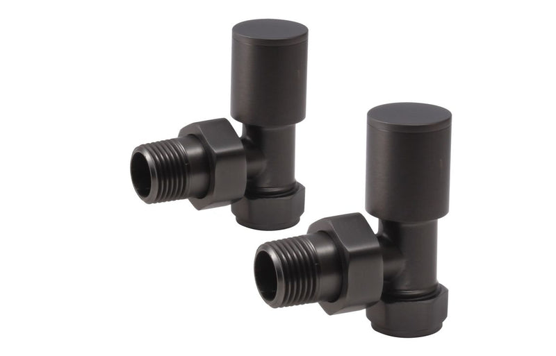 Patterned Matt Black Radiator Valves - Angled - KPSB108851