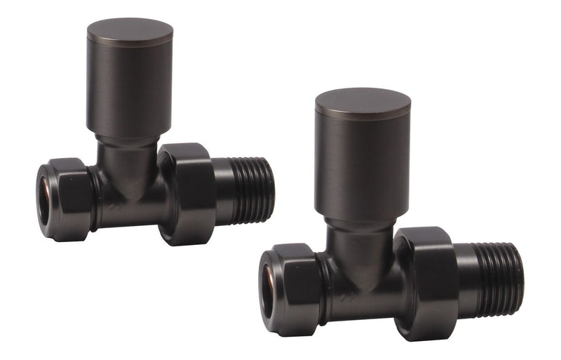 Patterned Matt Black Radiator Valves - Straight - KPSB108852