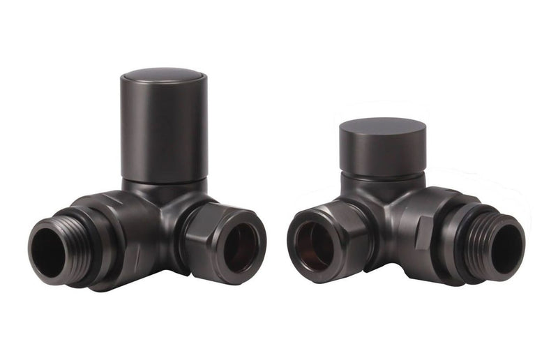 Patterned Matt Black Radiator Valves - Corner - KPSB108853