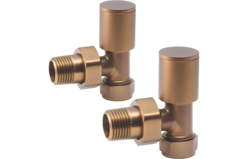 Patterned Brushed Bronze Radiator Valves - Angled - KPSB108855