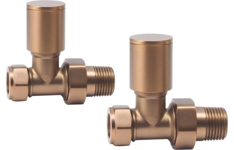 Patterned Brushed Bronze Radiator Valves - Straight - KPSB108856