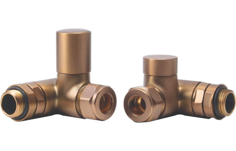 Patterned Brushed Bronze Radiator Valves - Corner - KPSB108857