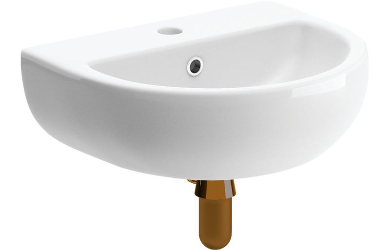 Adisham 450x400mm 1TH Cloakroom Basin & Brushed Bronze Bottle Trap - KPSB108876