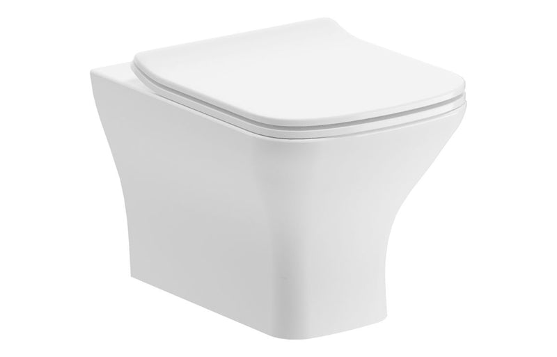 Ash Rimless Comfort Height Back To Wall WC & Slim Soft Close Seat - KPSB108881