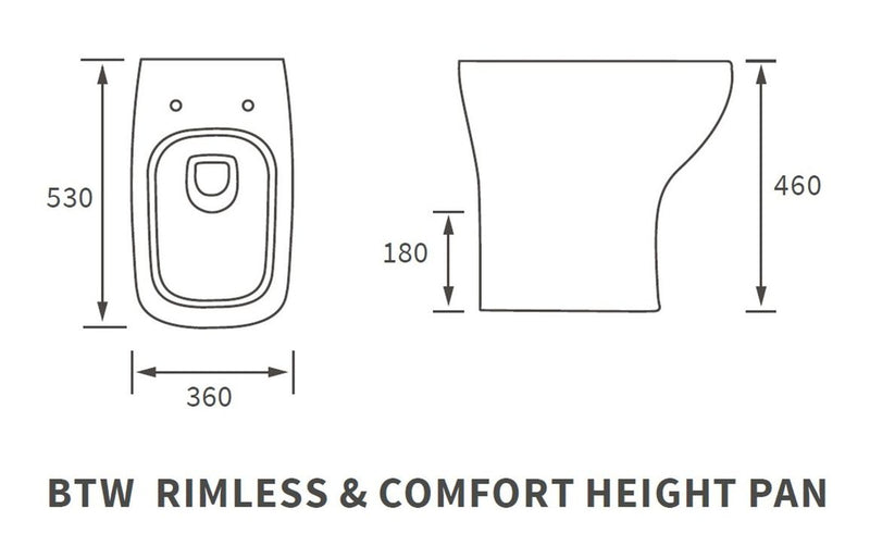 Ash Rimless Comfort Height Back To Wall WC & Wrapover Soft Close Seat - KPSB108882