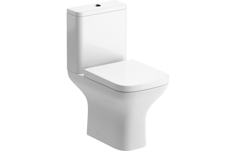 Ash Rimless Comfort Height Close Coupled Open Back WC & Wrapover Soft Close Seat - KPSB108885