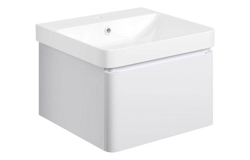 Tulip 500mm Wall Hung 1 Drawer Basin Unit & Basin - Matt White - KPSB108927
