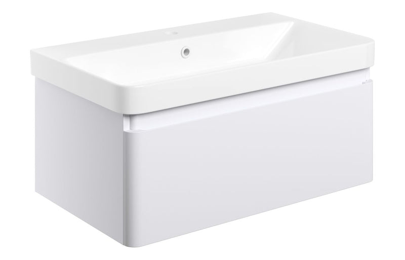 Tulip 805mm Wall Hung 1 Drawer Basin Unit & Basin - Matt White - KPSB108929