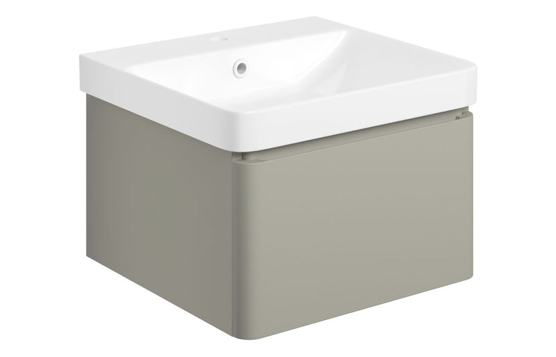 Tulip 500mm Wall Hung 1 Drawer Basin Unit & Basin - Matt Latte - KPSB108930