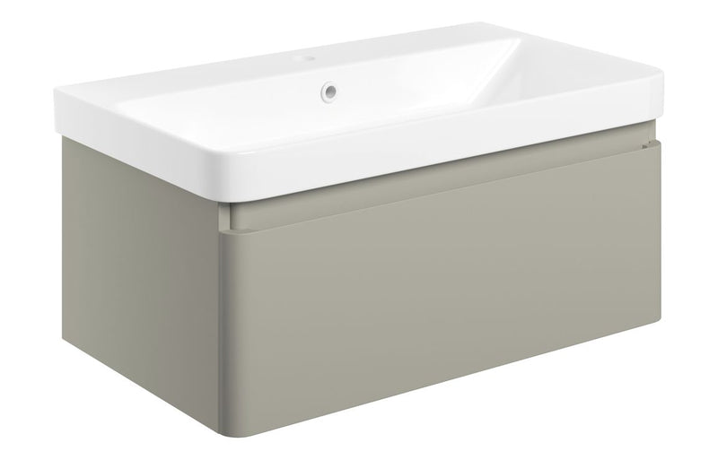 Tulip 805mm Wall Hung 1 Drawer Basin Unit & Basin - Matt Latte - KPSB108932
