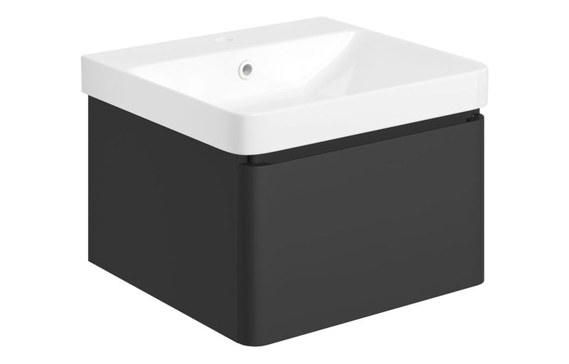 Tulip 500mm Wall Hung 1 Drawer Basin Unit & Basin - Matt Black - KPSB108933