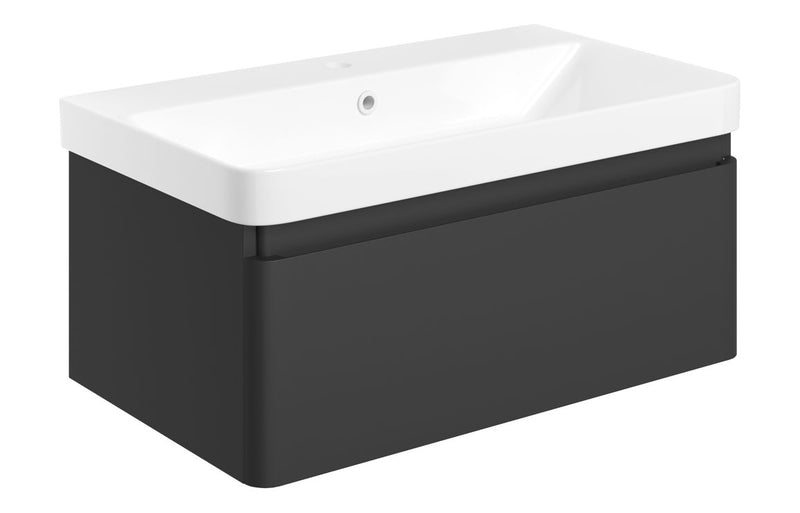 Tulip 805mm Wall Hung 1 Drawer Basin Unit & Basin - Matt Black - KPSB108935
