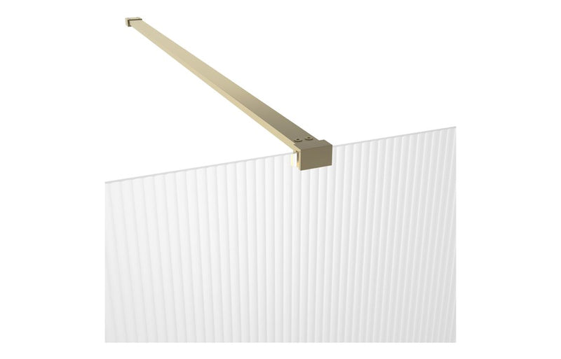 Crystal 800mm Fluted Wetroom Panel & Support Bar - Brushed Bronze - KPSB108962