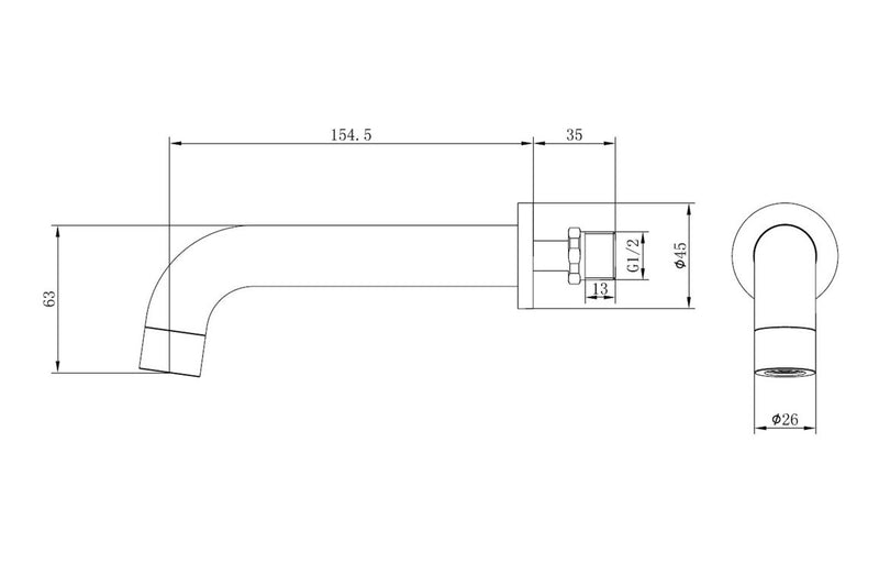 Lavant 155mm Wall Mounted Basin Mixer - Chrome 1.0 Bar - KPSB108984