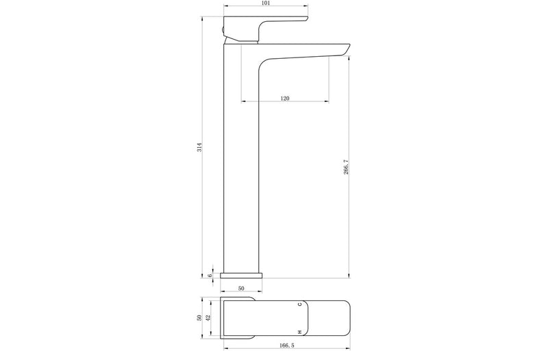 Avon Tall Basin Mixer - Brushed Bronze 0.5 Bar - KPSB108995