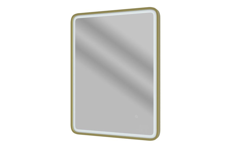 Mia 600mm Rectangle Front-Lit LED Mirror - Brushed Brass - KPSB109012