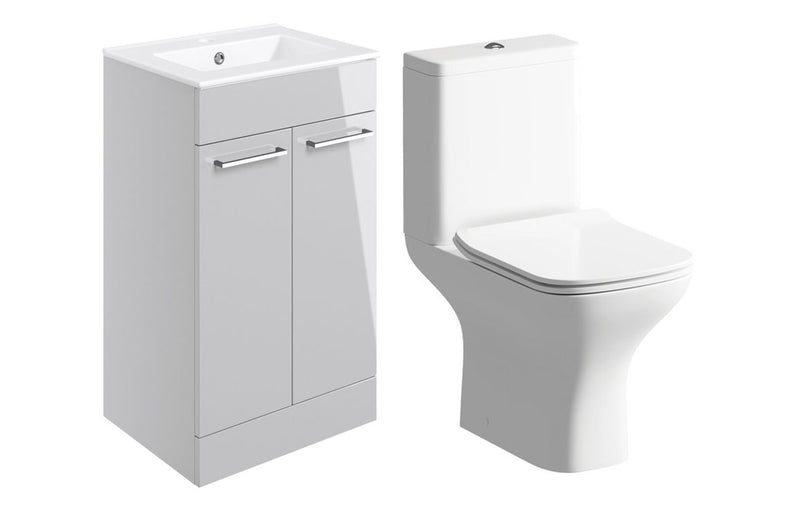 Willow 510mm Floor Standing Unit & Close Coupled WC Pack - Grey Gloss - KPSB109077