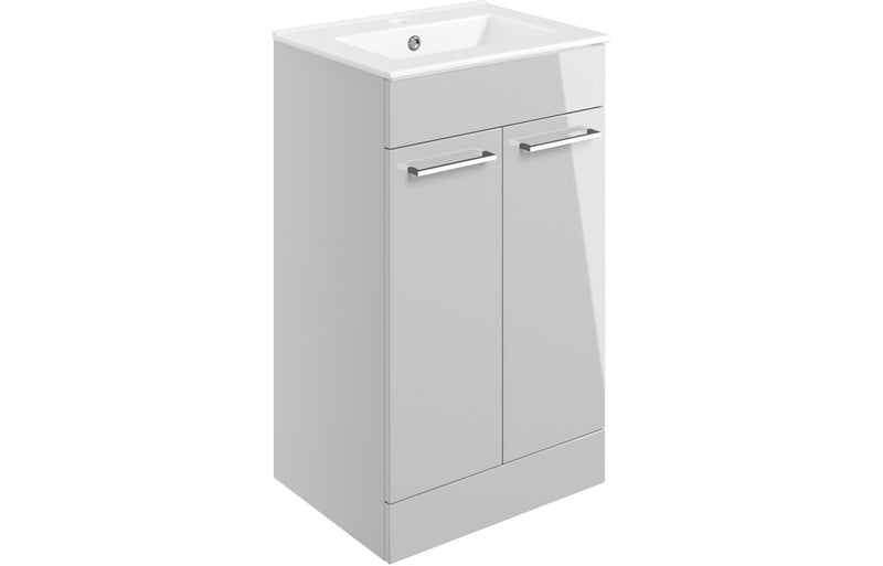 Willow 510mm Floor Standing Unit & Close Coupled WC Pack - Grey Gloss - KPSB109077