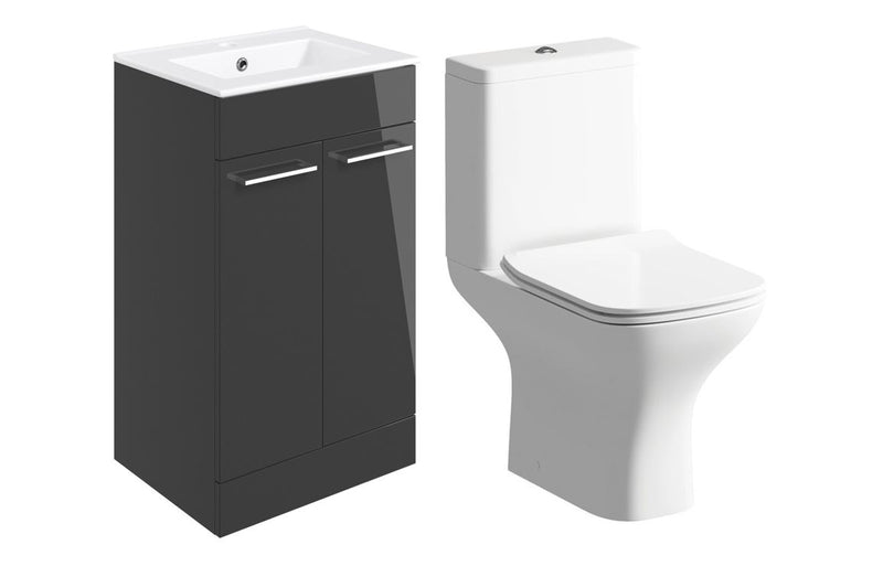 Willow 510mm Floor Standing Unit & Close Coupled WC Pack - Anthracite Gloss - KPSB109078