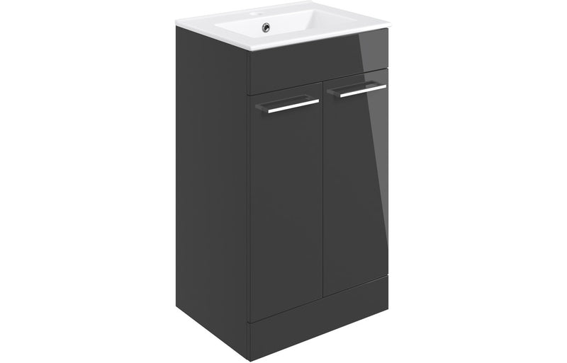 Willow 510mm Floor Standing Unit & Close Coupled WC Pack - Anthracite Gloss - KPSB109078