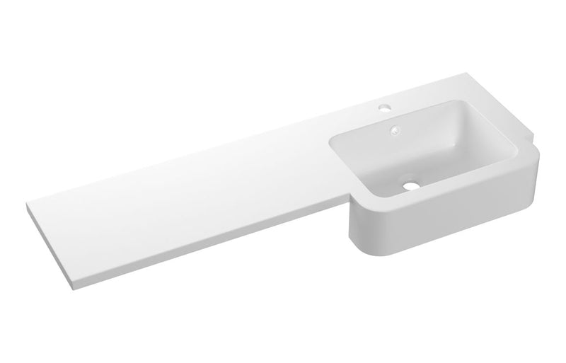 1242mm Standard Square One-Piece Basin & Overflow Ring - Right Hand - KPSB109924